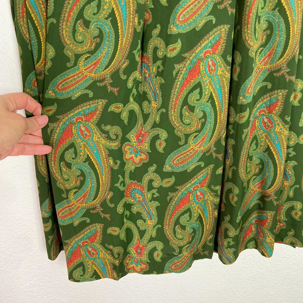 Vintage‎ Midi Skirt Liz Claiborne Sport Size 10 Petite Green Paisley Pleated - Picture 7 of 13